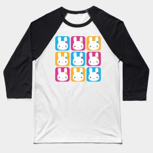 Kawaii Bunny Squares Baseball T-Shirt